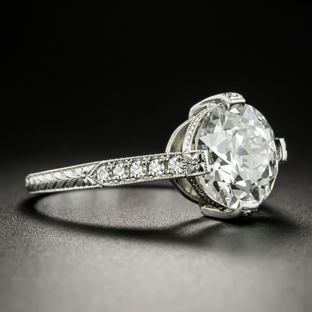 Lang Collection 3.09 Carat European-Cut Diamond Engagement Ring - GIA J SI2 - 3