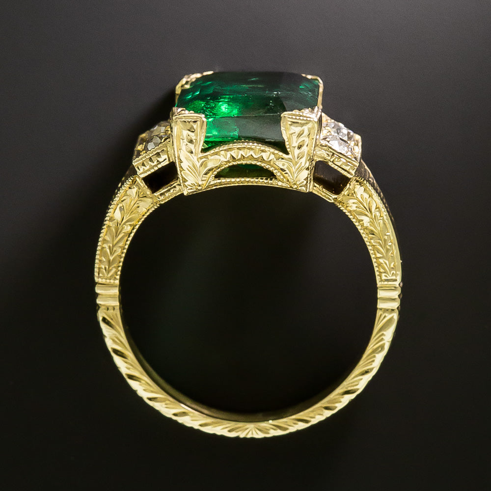 Lang Collection 3.96 Carat Emerald and Diamond 18K Ring - GIA F1 - 5