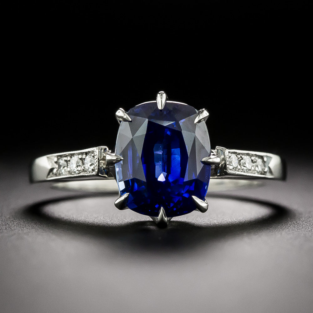 Lang Collection 4.02 Carat Ceylon Sapphire and Diamond Ring - GIA - 1
