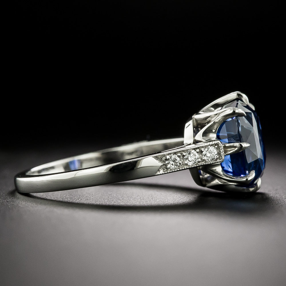 Lang Collection 4.02 Carat Ceylon Sapphire and Diamond Ring - GIA - 2