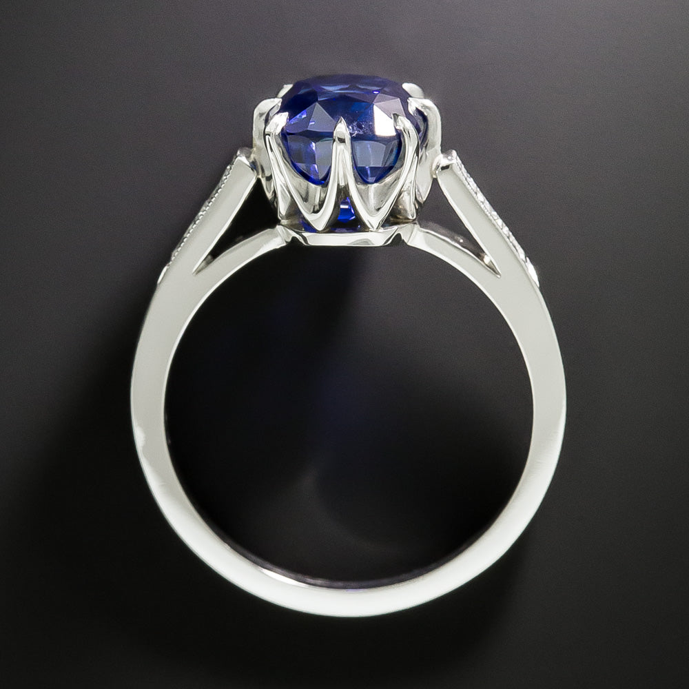 Lang Collection 4.02 Carat Ceylon Sapphire and Diamond Ring - GIA - 3