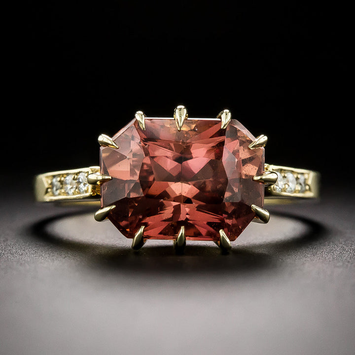Lang Collection 5.45 Carat No-Heat Pinkish-Orange-Brown Sapphire Ring - AGL