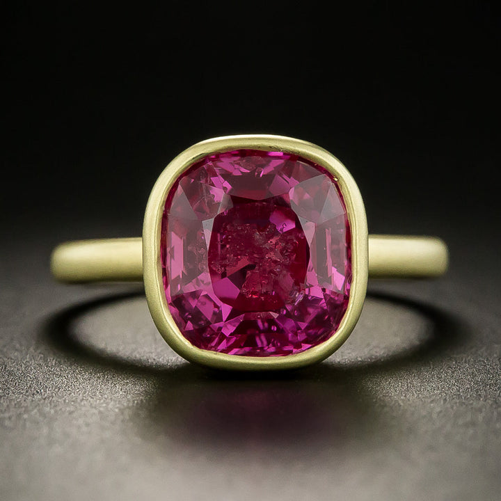Lang Collection 6.29 Carat Cushion-Cut No-Heat Pink Sapphire Ring - GIA