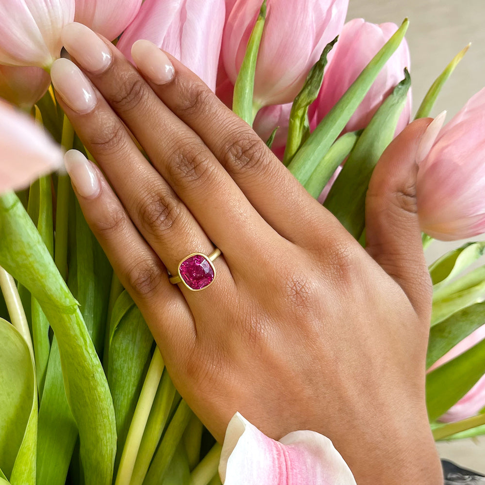  Lang Collection 6.29 Carat Cushion-Cut No-Heat Pink Sapphire Ring - 8