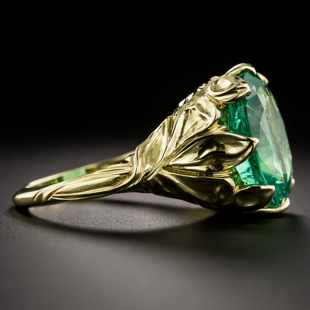 Lang Collection 6.57 Carat Art Nouveau-Style Emerald Ring - GIA - 4