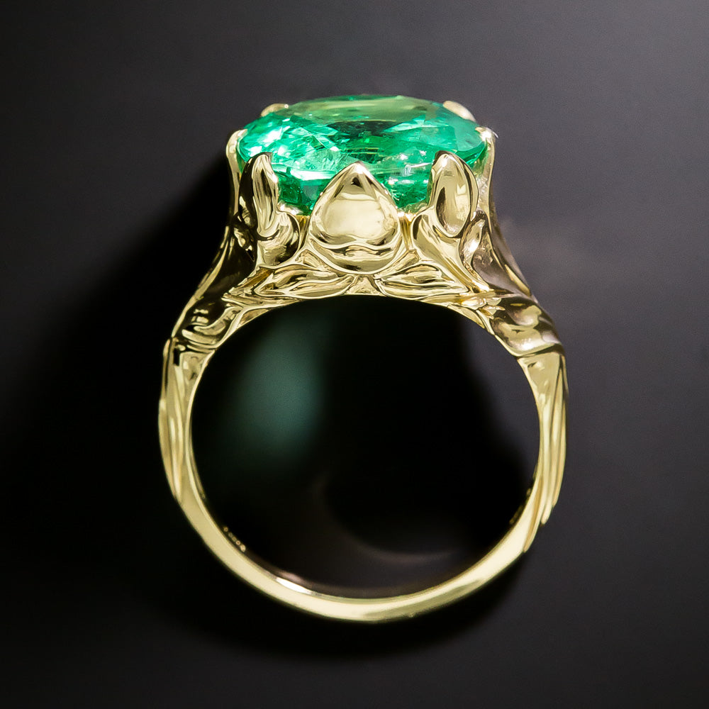 Lang Collection 6.57 Carat Art Nouveau-Style Emerald Ring - GIA - 5