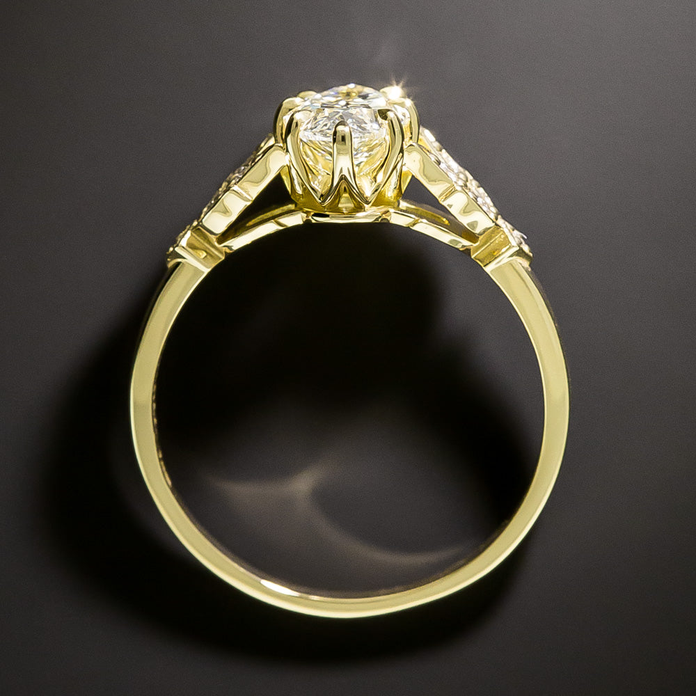 Lang Collection .96 Carat 'Moval' Diamond 18K Ring - GIA J SI1 - 8