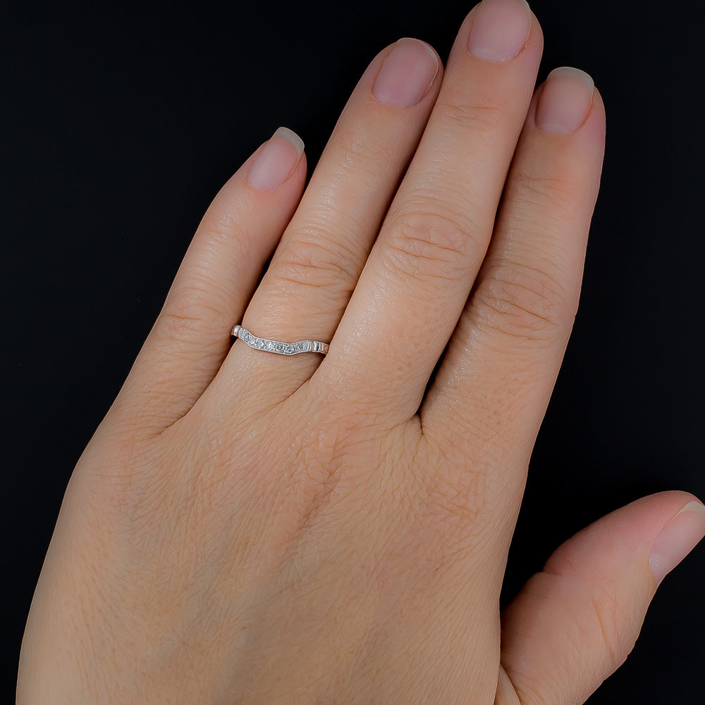 Lang Collection Art Deco-Style Square Contour Wedding Band - 6