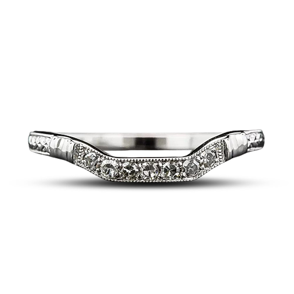 Lang Collection Art Deco-Style Square Contour Wedding Band - 5
