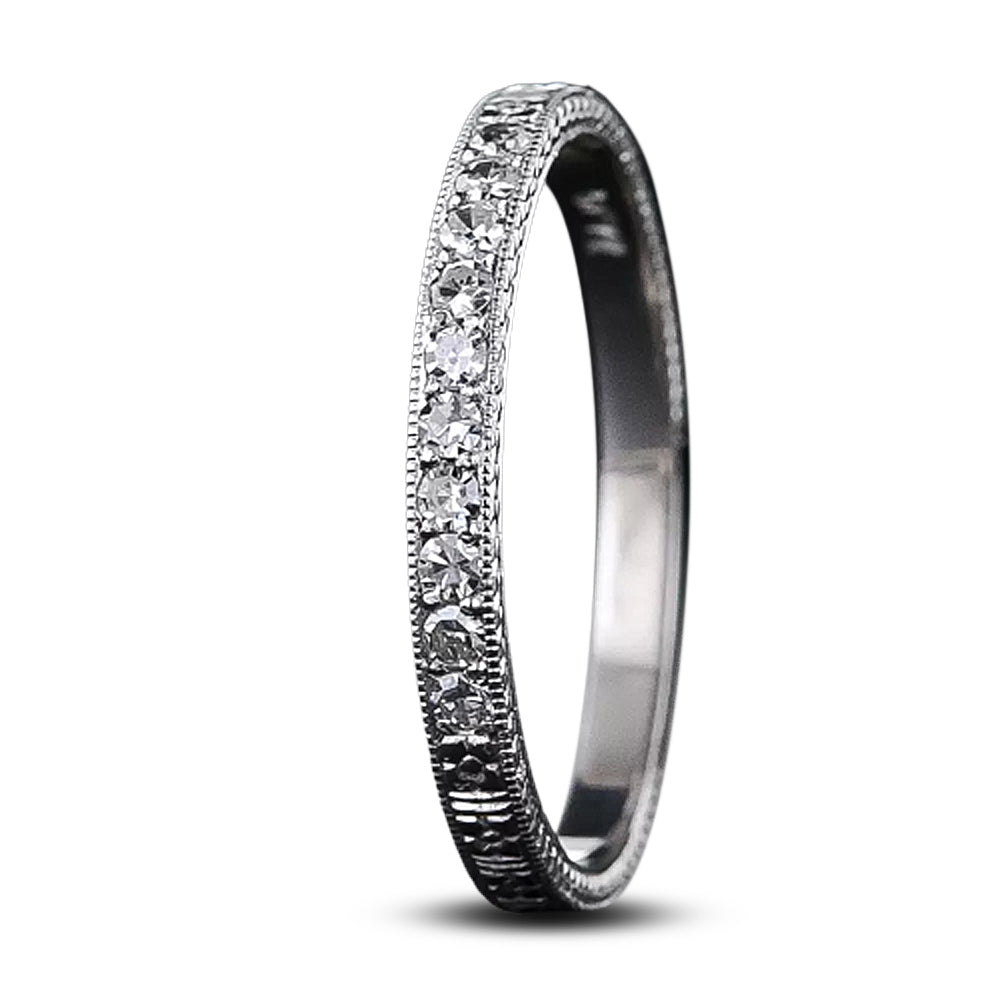 Lang Collection Diamond Wedding Band with Orange Blossom Motif - 6