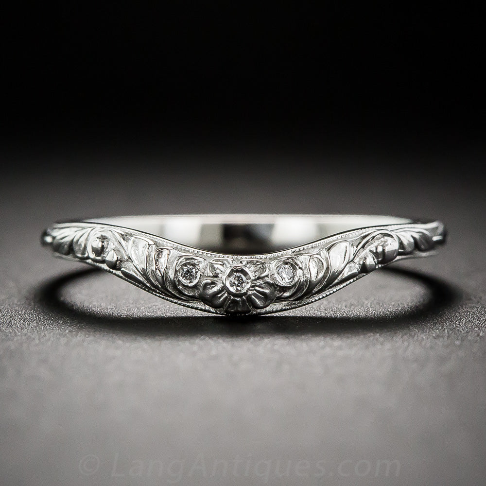Lang Collection Floral Contoured Band with Diamonds - 1