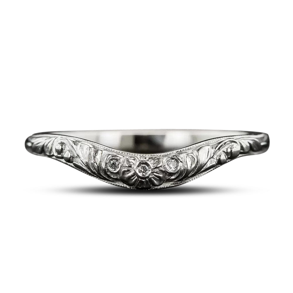 Lang Collection Floral Contoured Band with Diamonds - 5