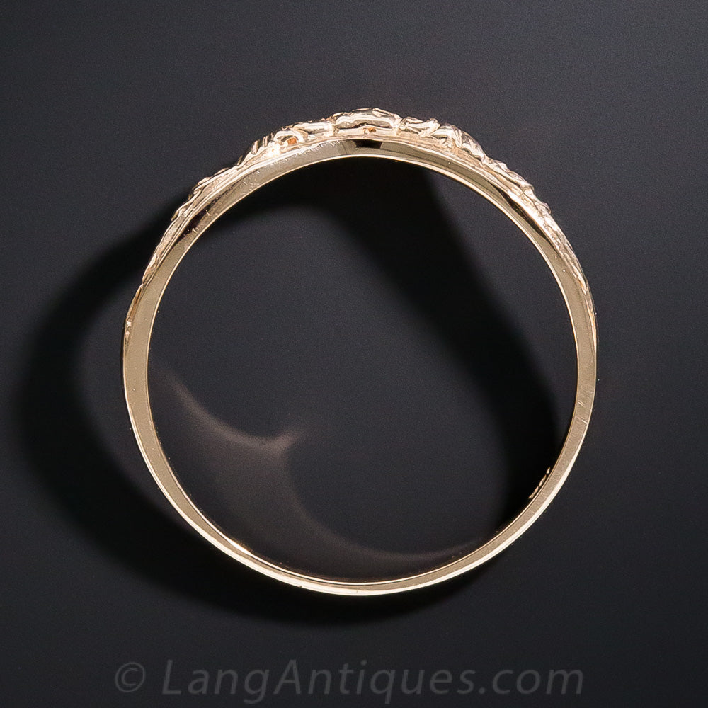 Lang Collection Floral Motif Contoured Wedding Band - 11