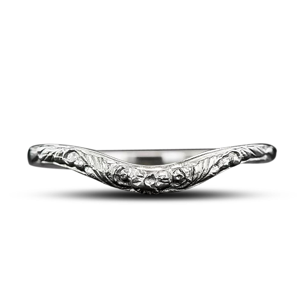 Lang Collection Floral Motif Contoured Wedding Band - 5
