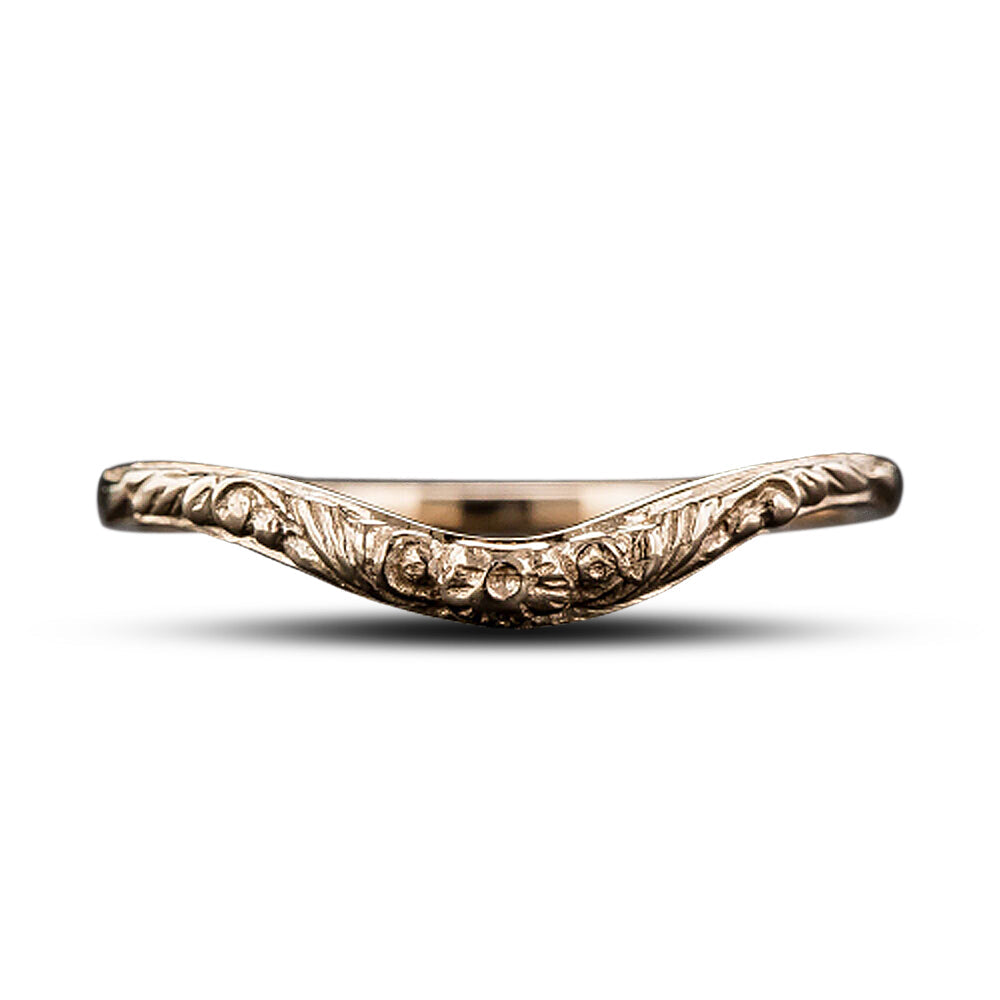 Lang Collection Floral Motif Contoured Wedding Band - 11