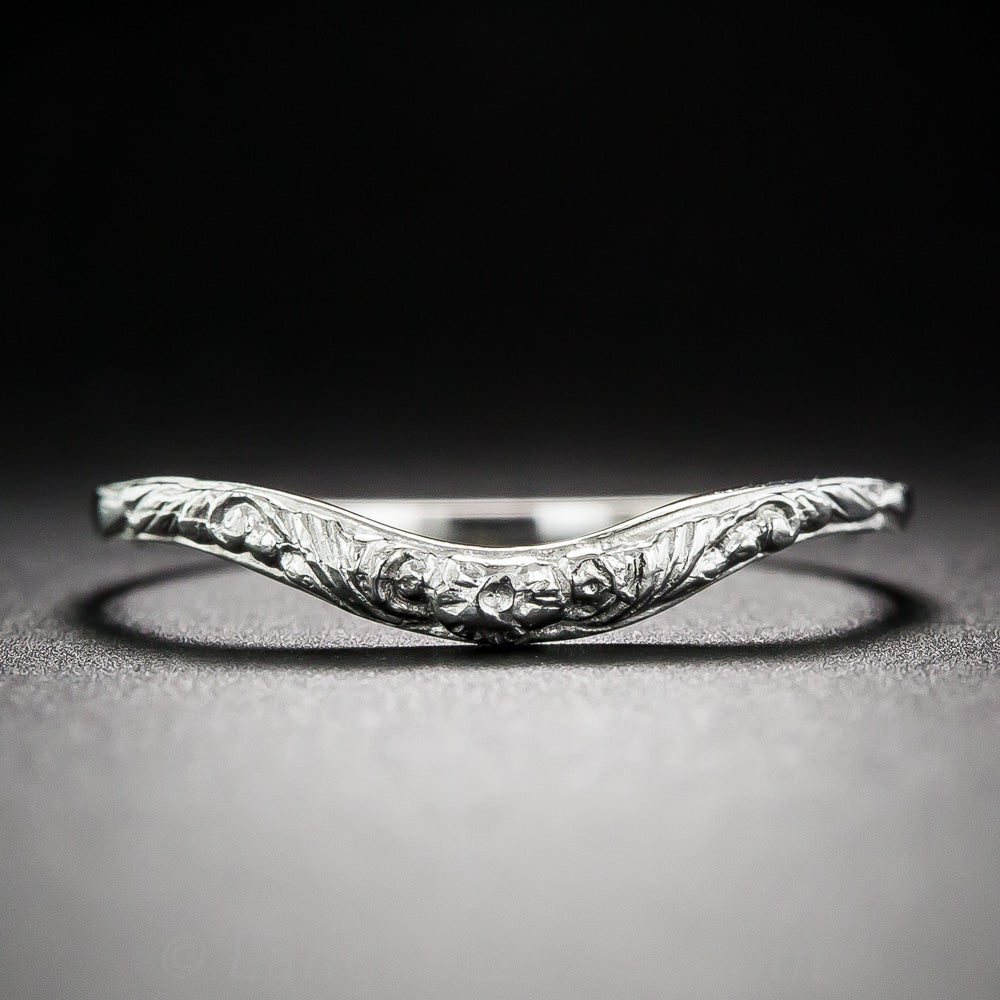 Lang Collection Floral Motif Contoured Wedding Band - 1