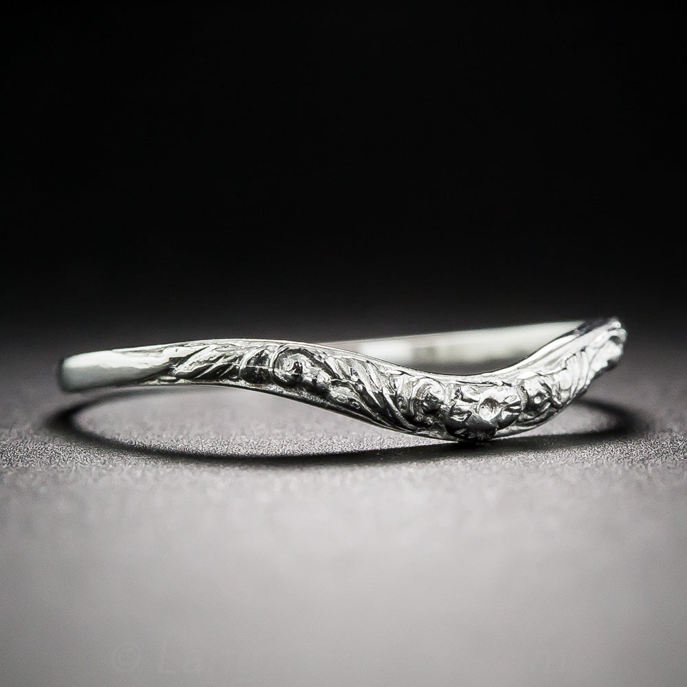Lang Collection Floral Motif Contoured Wedding Band - 4