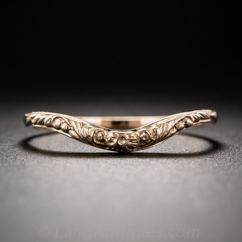 Lang Collection Floral Motif Contoured Wedding Band - 8