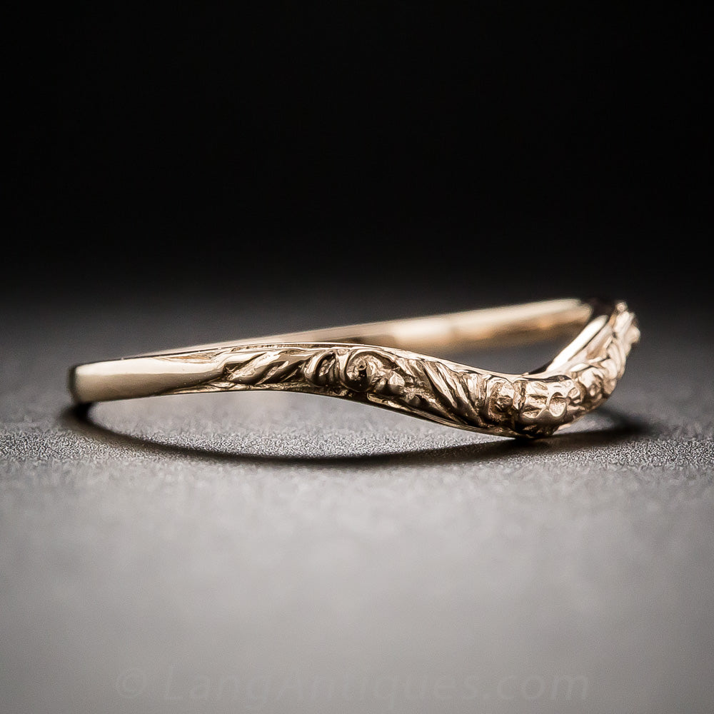 Lang Collection Floral Motif Contoured Wedding Band - 9