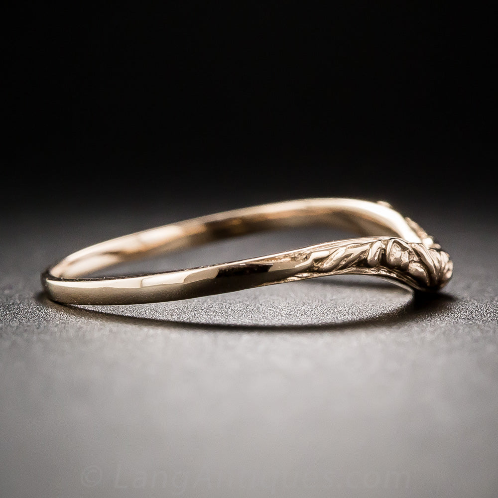 Lang Collection Floral Motif Contoured Wedding Band - 10