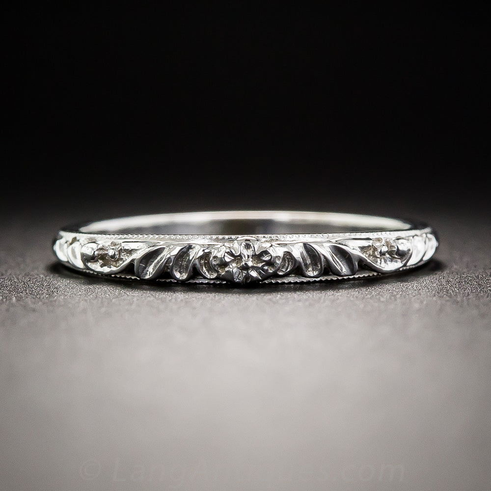 Lang Collection Raised Floral Motif Wedding Band - 2