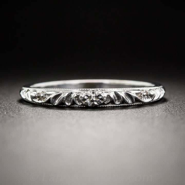 Lang Collection Raised Floral Motif Wedding Band