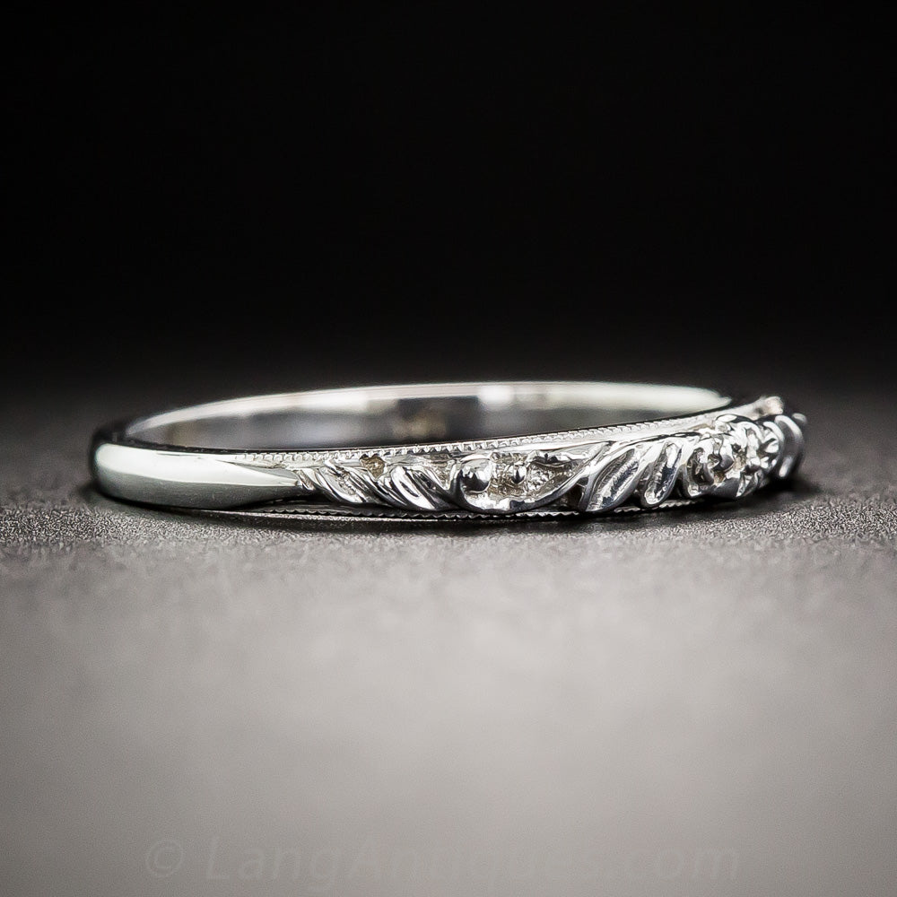 Lang Collection Raised Floral Motif Wedding Band - 4