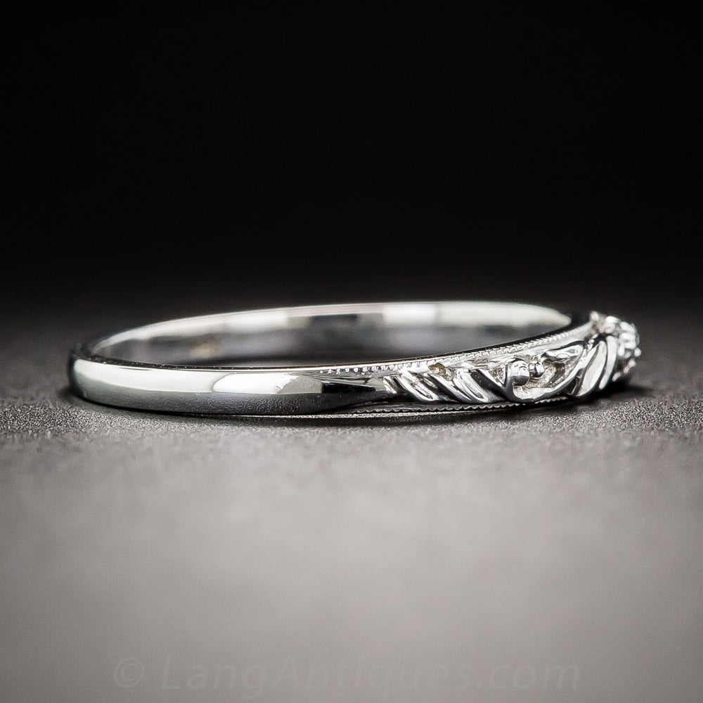 Lang Collection Raised Floral Motif Wedding Band - 5
