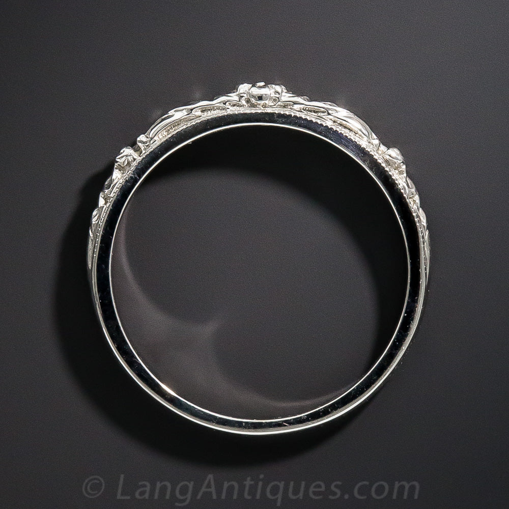 Lang Collection Raised Floral Motif Wedding Band - 6