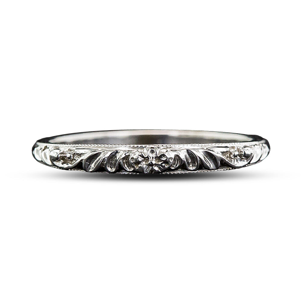 Lang Collection Raised Floral Motif Wedding Band - 5