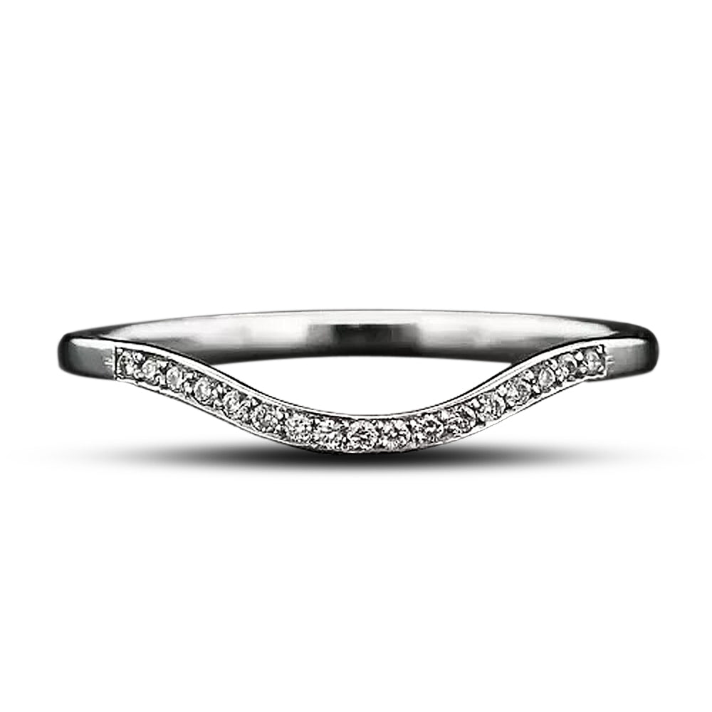 Lang Collection Thin Diamond Contoured Wedding Band - 5