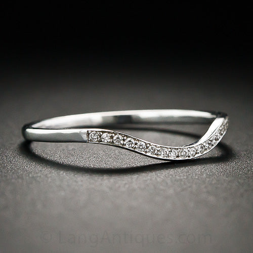 Lang Collection Thin Diamond Contoured Wedding Band - 3