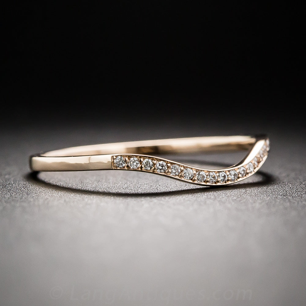 Lang Collection Thin Diamond Contoured Wedding Band - 8