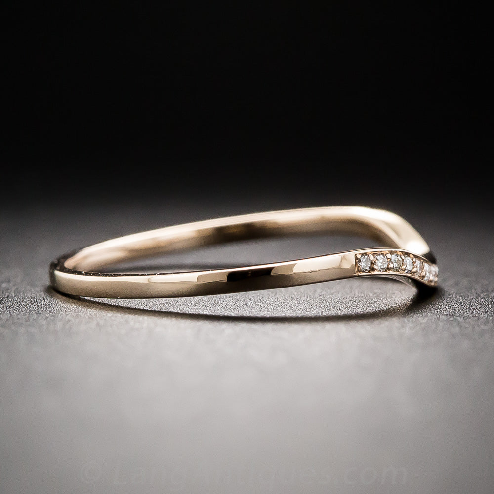 Lang Collection Thin Diamond Contoured Wedding Band - 9