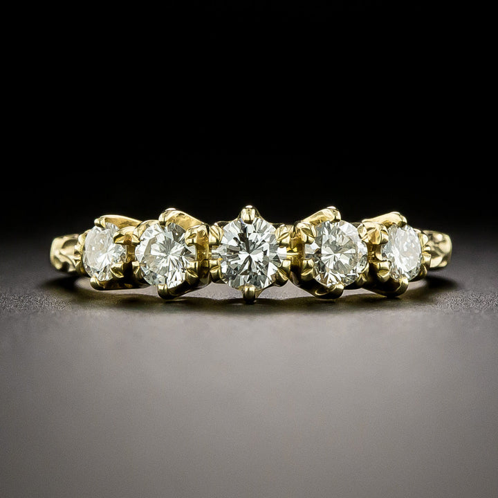 Lang Collection Victorian-Inspired Five-Stone Diamond 18K Ring