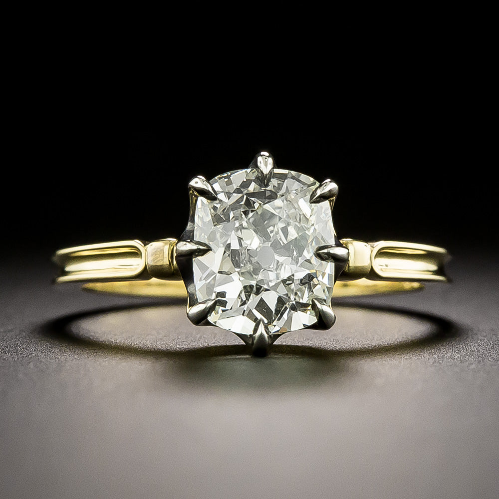 Lang Collection Victorian-Style 1.58 Carat Antique Cushion-Cut Diamond Solitaire Ring - GIA K VS2 - 3