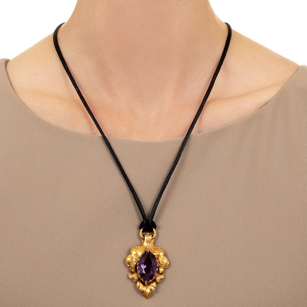 Large 18K Victorian Amethyst Brooch/Pendant - 7