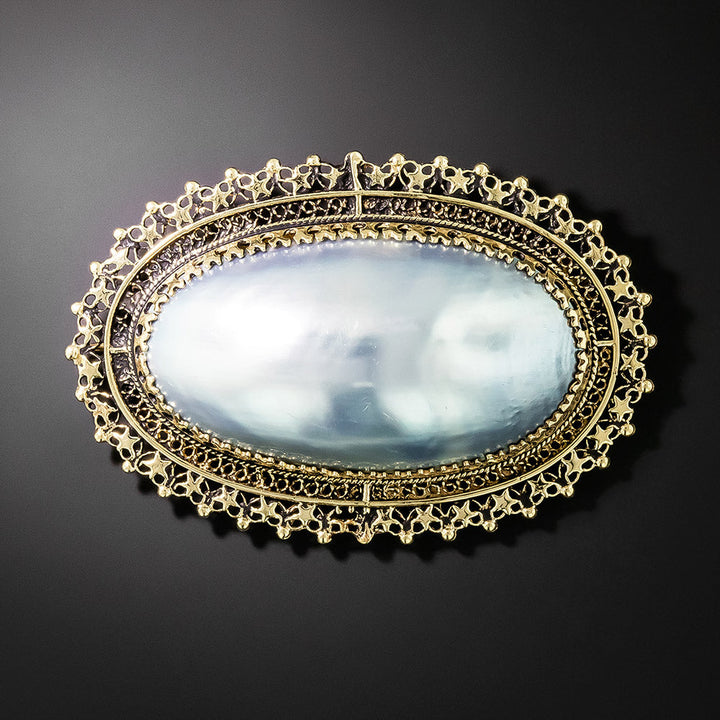 Large Antique Abalone Mabe Pearl Brooch/Pendant