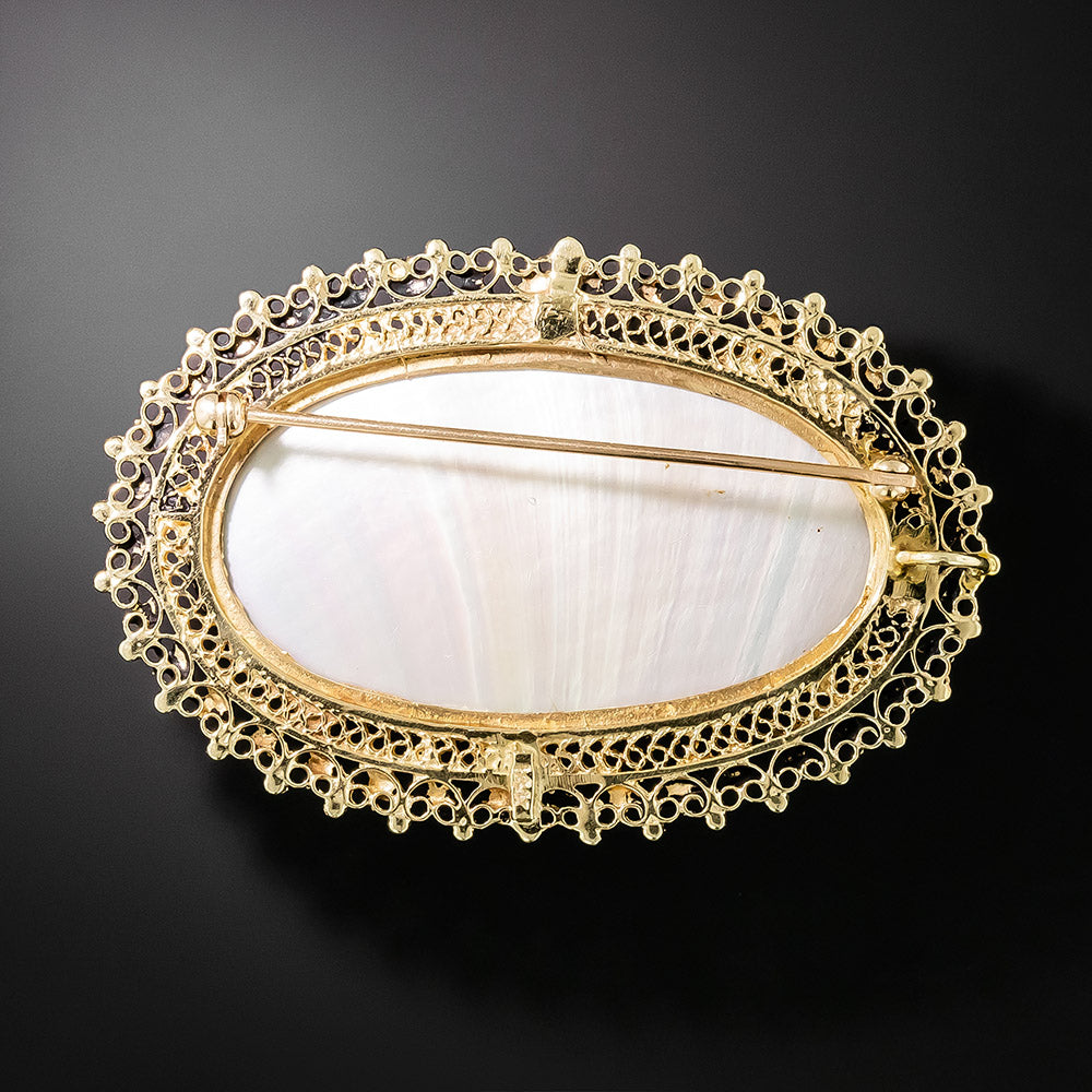 Large Antique Abalone Mabe Pearl Brooch/Pendant - 3