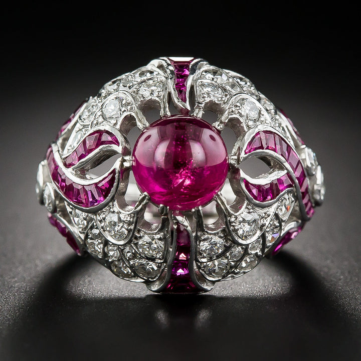 Large Art Deco Cabochon Ruby Ring