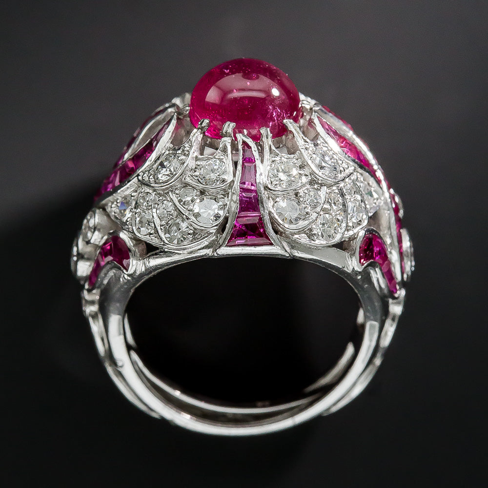 Large Art Deco Cabochon Ruby Ring - 5