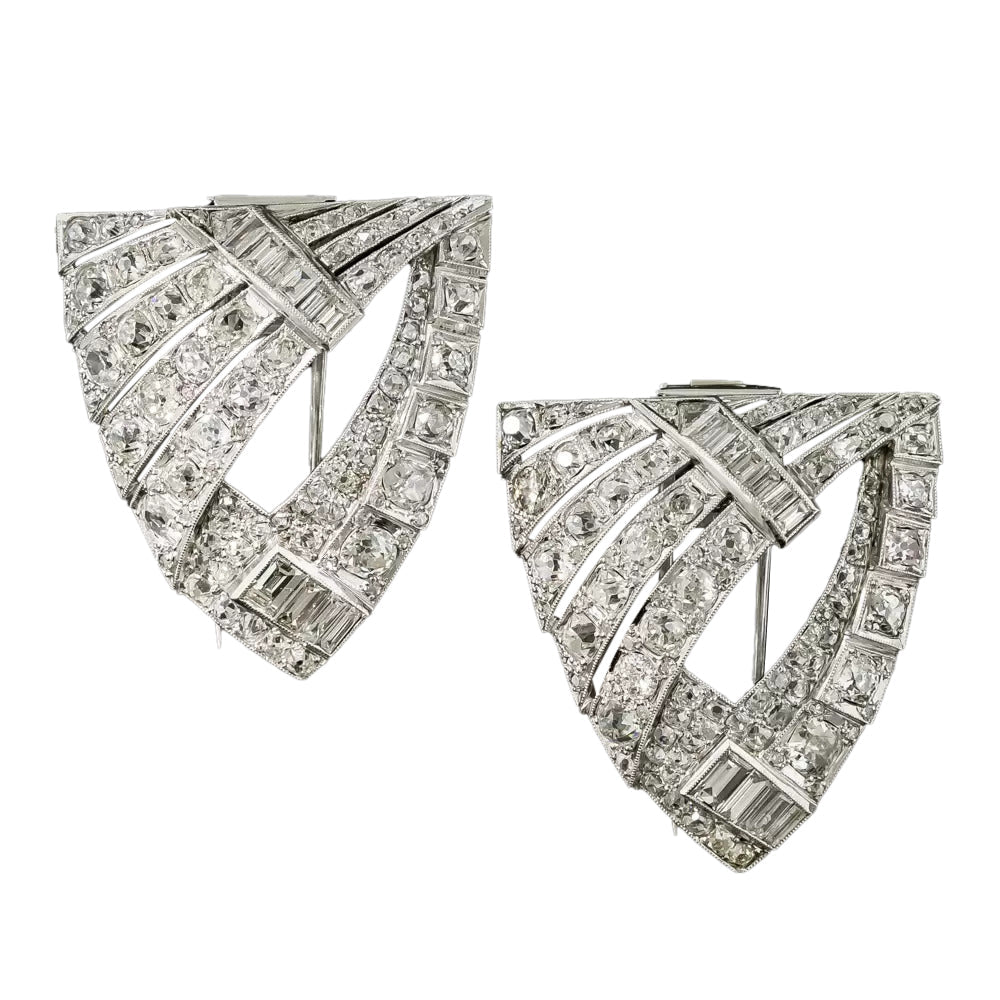 Large Art Deco Diamond Dress Clips - 4