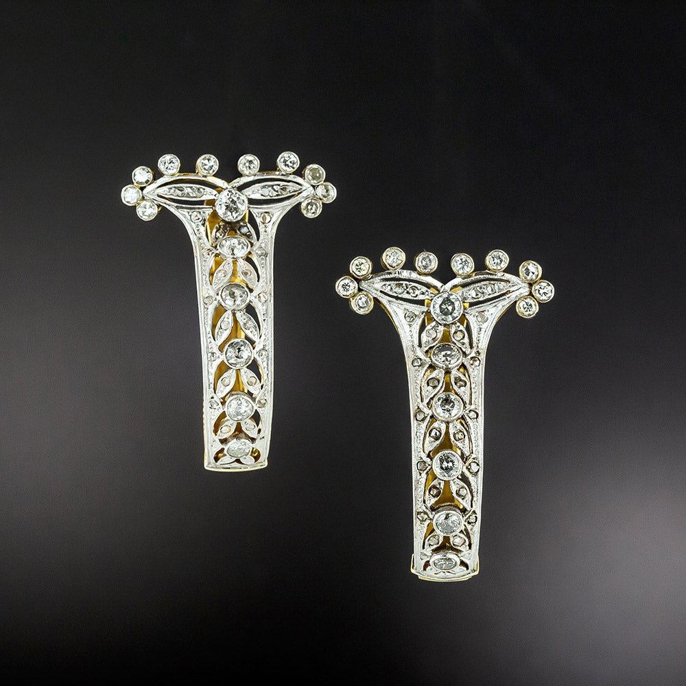 Large Edwardian-Inspired Diamond Hoop Earrings - 1