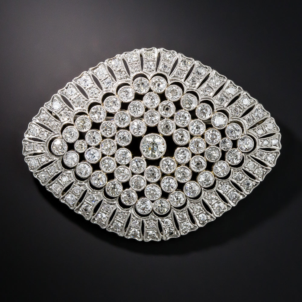 Large Edwardian Platinum Diamond Brooch - 1