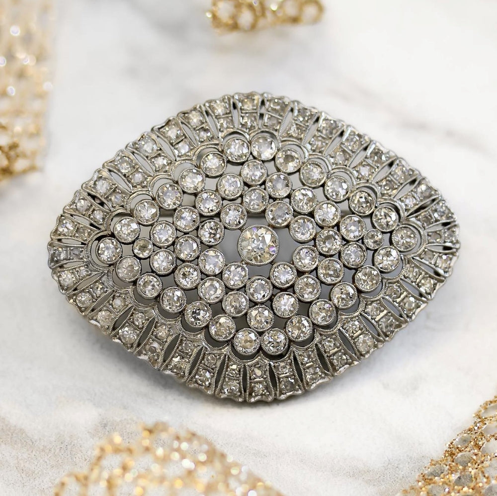 Large Edwardian Platinum Diamond Brooch - 6