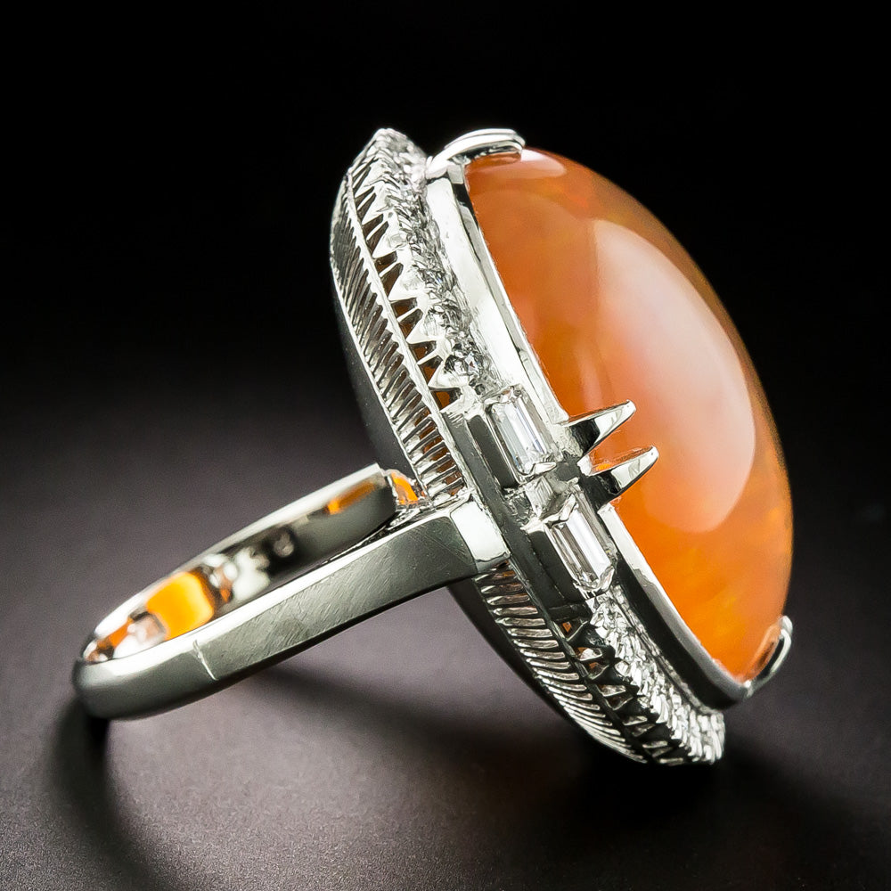 Large Estate Fire Opal and Diamond Cocktail Ring - 4