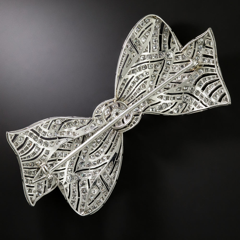 Large French Belle Epoque Diamond Bow Brooch - 2