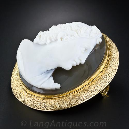 Large Hardstone Cameo Brooch - 5