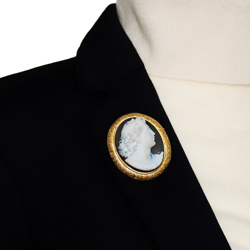 Large Hardstone Cameo Brooch - 7