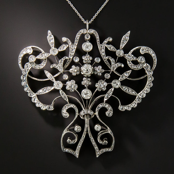 Large Late Victorian/Edwardian Diamond Pendant Necklace